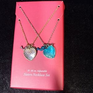 Heart Pendant Sisters Necklace Set